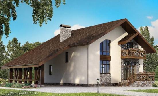 155-007-П Проект двухэтажного дома с мансардой и гаражом, современный домик из блока Валдай | Проекты домов от House Expert