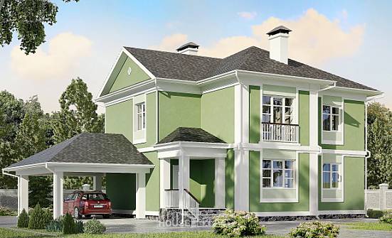 170-001-Л Проект двухэтажного дома, гараж, классический коттедж из поризованных блоков Великий Новгород | Проекты домов от House Expert