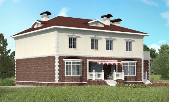380-001-Л Проект двухэтажного дома и гаражом, просторный дом из кирпича Старая Русса | Проекты домов от House Expert