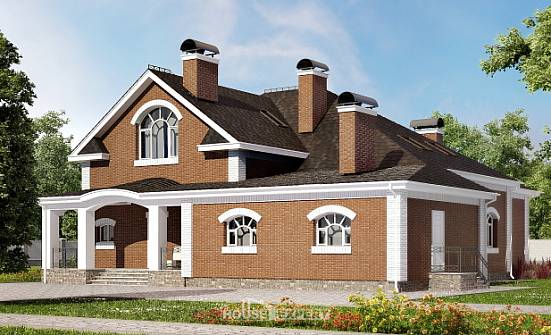 400-003-П Проект двухэтажного дома с мансардой, огромный коттедж из пеноблока Великий Новгород | Проекты домов от House Expert