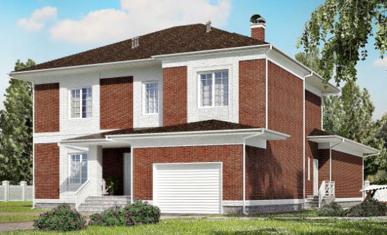315-001-П Проект двухэтажного дома, гараж, красивый коттедж из кирпича Окуловка | Проекты домов от House Expert