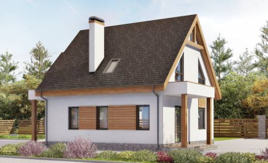 120-005-П Проект двухэтажного дома с мансардным этажом и гаражом, простой дом из газобетона Боровичи | Проекты домов от House Expert