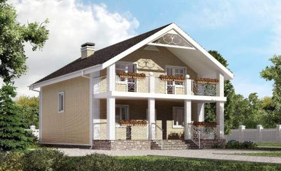 150-007-Л Проект двухэтажного дома мансардой, скромный домик из бризолита Окуловка | Проекты домов от House Expert