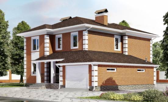 220-004-Л Проект двухэтажного дома и гаражом, уютный коттедж из кирпича Пестово | Проекты домов от House Expert