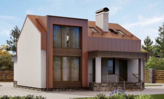120-004-Л Проект двухэтажного дома мансардный этаж, экономичный загородный дом из газобетона Малая Вишера | Проекты домов от House Expert