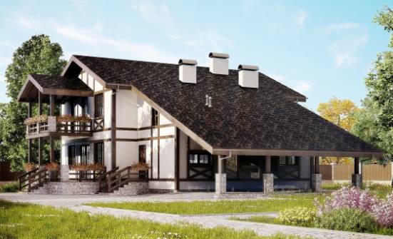 250-002-Л Проект двухэтажного дома мансардой, гараж, уютный загородный дом из кирпича Боровичи | Проекты домов от House Expert