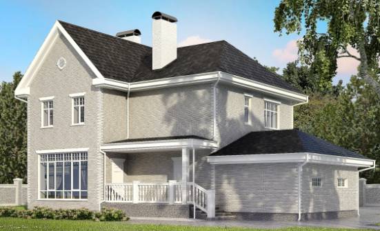 190-001-Л Проект двухэтажного дома, гараж, уютный домик из кирпича Малая Вишера | Проекты домов от House Expert