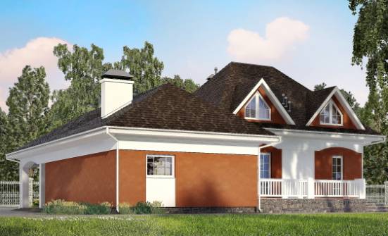 180-007-П Проект двухэтажного дома с мансардой, гараж, простой домик из пеноблока Окуловка | Проекты домов от House Expert