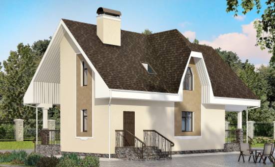 125-001-Л Проект двухэтажного дома с мансардой, красивый домик из пеноблока Боровичи | Проекты домов от House Expert