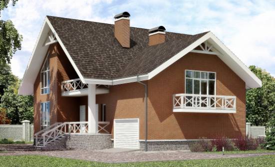 215-001-П Проект двухэтажного дома с мансардой, гараж, красивый загородный дом из газобетона Окуловка | Проекты домов от House Expert