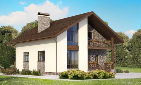 155-001-П Проект двухэтажного дома с мансардой и гаражом, простой коттедж из теплоблока Малая Вишера | Проекты домов от House Expert