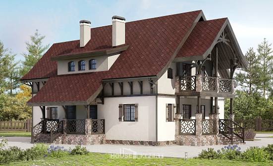 180-014-П Проект двухэтажного дома мансардный этаж, недорогой загородный дом из пеноблока Боровичи | Проекты домов от House Expert