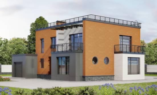 260-002-Л Проект двухэтажного дома, гараж, красивый загородный дом из теплоблока Окуловка | Проекты домов от House Expert
