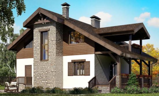 150-004-Л Проект двухэтажного дома мансардой, небольшой домик из бризолита Валдай | Проекты домов от House Expert