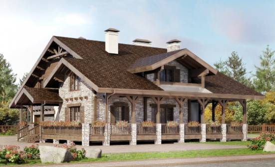 340-003-П Проект двухэтажного дома с мансардой и гаражом, красивый загородный дом из кирпича Боровичи | Проекты домов от House Expert