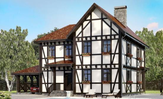 180-004-Л Проект двухэтажного дома с мансардным этажом, гараж, простой домик из кирпича Боровичи | Проекты домов от House Expert