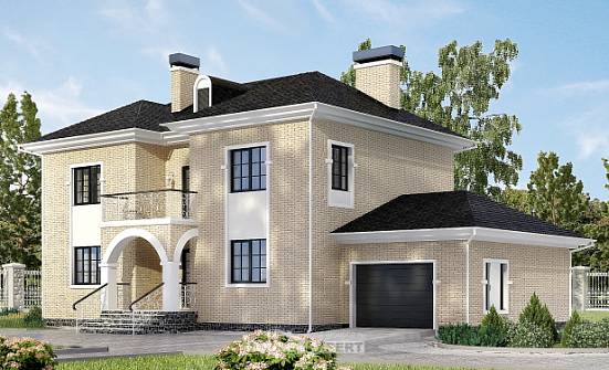 180-006-П Проект двухэтажного дома и гаражом, средний загородный дом из кирпича Великий Новгород | Проекты домов от House Expert