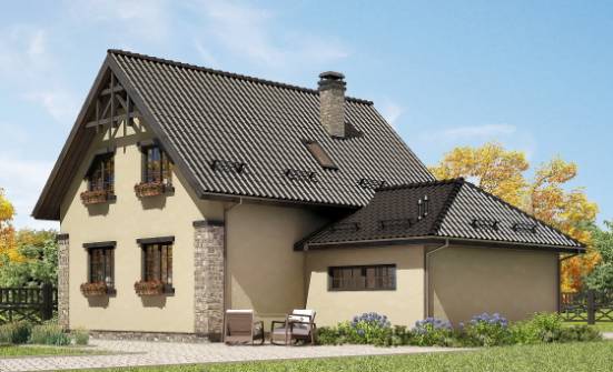 160-005-Л Проект двухэтажного дома мансардой, гараж, скромный домик из арболита Боровичи | Проекты домов от House Expert
