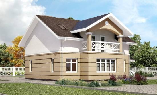 155-009-П Проект двухэтажного дома с мансардой, доступный домик из твинблока Валдай | Проекты домов от House Expert