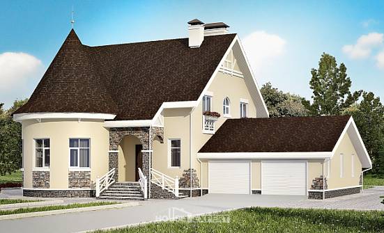 275-001-Л Проект двухэтажного дома мансардой, гараж, красивый загородный дом из кирпича Малая Вишера | Проекты домов от House Expert