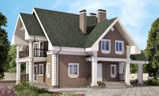 140-003-П Проект двухэтажного дома мансардой и гаражом, небольшой дом из пеноблока Валдай | Проекты домов от House Expert