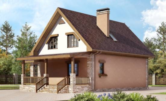 140-002-П Проект двухэтажного дома с мансардой, простой дом из бризолита Окуловка | Проекты домов от House Expert
