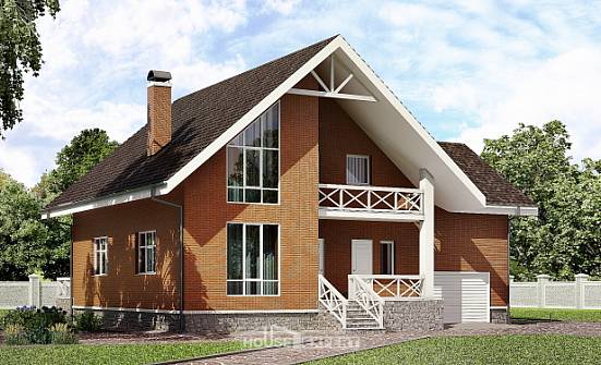 215-001-П Проект двухэтажного дома с мансардой, гараж, красивый загородный дом из газобетона Окуловка | Проекты домов от House Expert