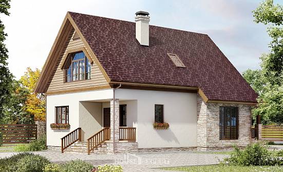 140-001-П Проект двухэтажного дома мансардный этаж, небольшой загородный дом из поризованных блоков Боровичи | Проекты домов от House Expert