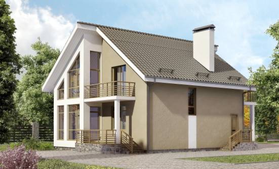 170-006-Л Проект двухэтажного дома мансардой, уютный дом из газосиликатных блоков Боровичи | Проекты домов от House Expert