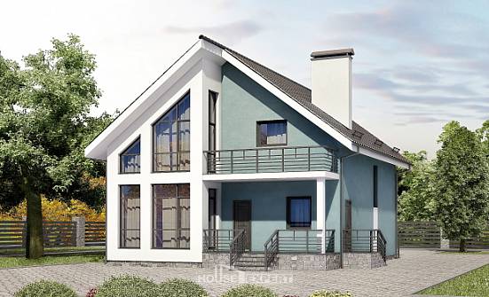 170-006-П Проект двухэтажного дома с мансардным этажом, экономичный коттедж из газобетона Окуловка | Проекты домов от House Expert