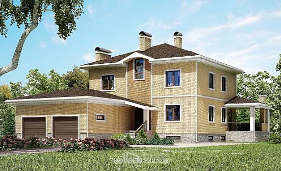 350-002-Л Проект трехэтажного дома, гараж, классический дом из кирпича Валдай | Проекты домов от House Expert