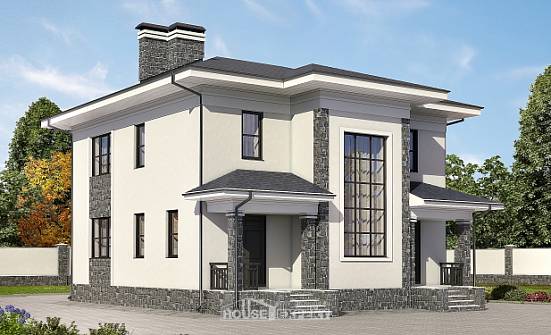 155-011-П Проект двухэтажного дома, экономичный коттедж из блока Малая Вишера | Проекты домов от House Expert