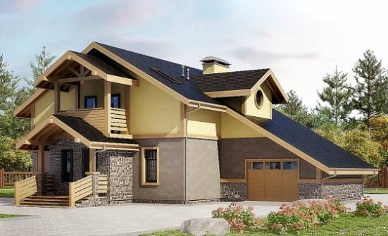 180-011-П Проект двухэтажного дома мансардой и гаражом, классический коттедж из бризолита Боровичи | Проекты домов от House Expert