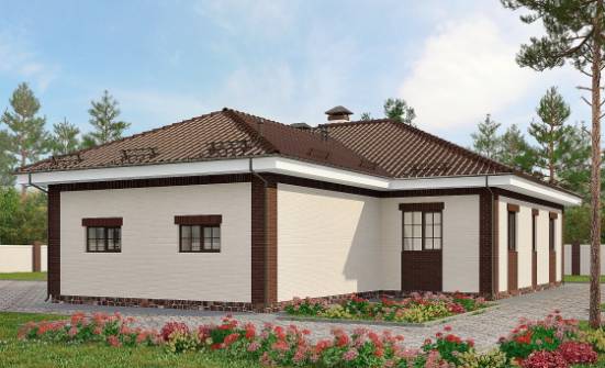 160-015-П Проект одноэтажного дома, гараж, простой загородный дом из арболита Старая Русса | Проекты домов от House Expert