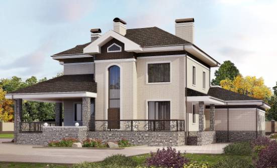 365-001-Л Проект трехэтажного дома и гаражом, уютный загородный дом из кирпича Окуловка | Проекты домов от House Expert