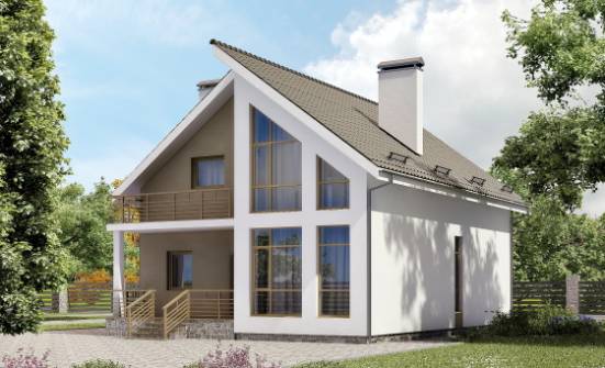 170-006-Л Проект двухэтажного дома мансардой, уютный дом из газосиликатных блоков Боровичи | Проекты домов от House Expert