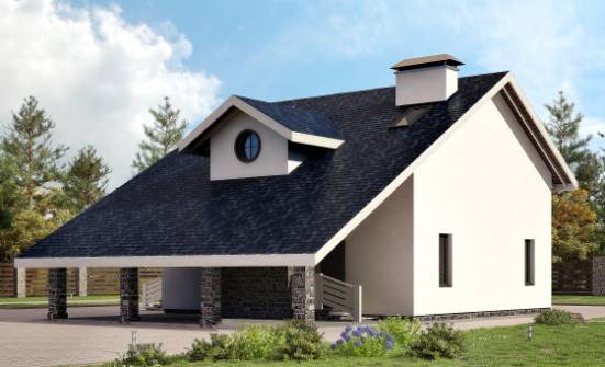 155-010-П Проект двухэтажного дома мансардой, гараж, бюджетный дом из газобетона Боровичи | Проекты домов от House Expert