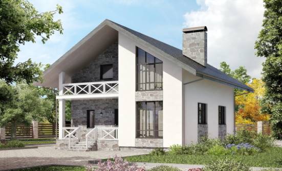 155-001-Л Проект двухэтажного дома мансардой, гараж, небольшой загородный дом из арболита Боровичи | Проекты домов от House Expert