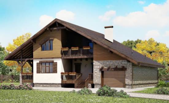 220-005-П Проект двухэтажного дома мансардой и гаражом, уютный домик из кирпича Боровичи | Проекты домов от House Expert