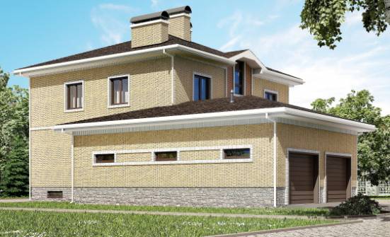 350-002-Л Проект трехэтажного дома, гараж, классический дом из кирпича Валдай | Проекты домов от House Expert