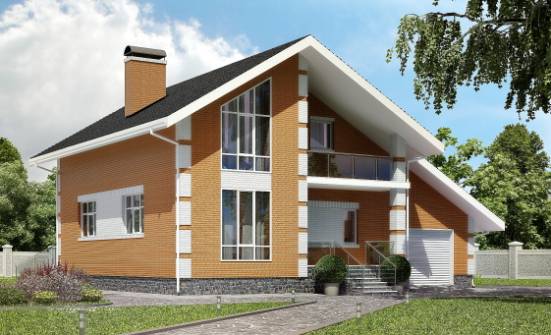 190-006-П Проект двухэтажного дома мансардный этаж и гаражом, простой домик из керамзитобетонных блоков Валдай | Проекты домов от House Expert