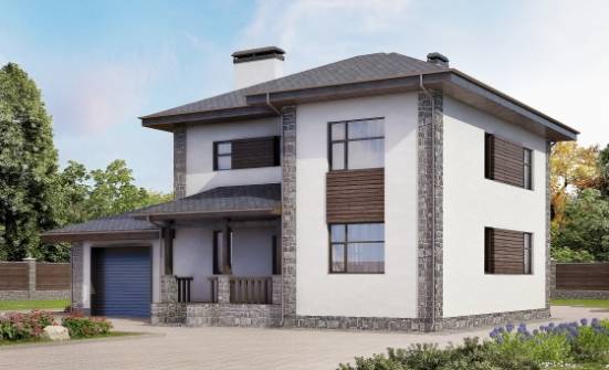 185-004-Л Проект двухэтажного дома и гаражом, просторный загородный дом из бризолита Пестово | Проекты домов от House Expert
