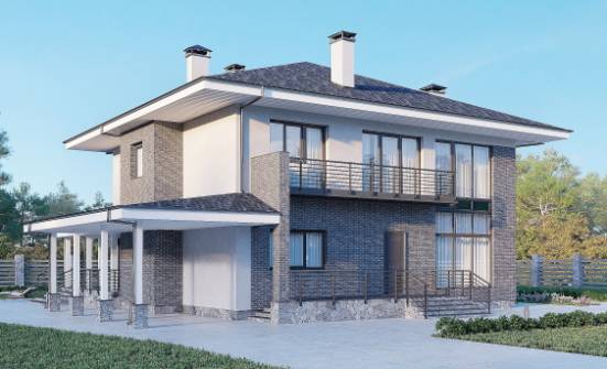250-004-Л Проект двухэтажного дома, уютный коттедж из бризолита Окуловка | Проекты домов от House Expert