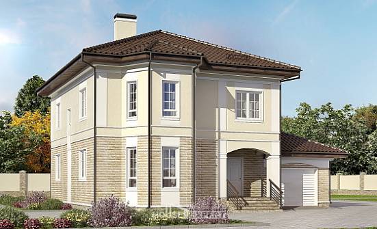 220-007-П Проект двухэтажного дома, гараж, простой домик из кирпича Боровичи | Проекты домов от House Expert