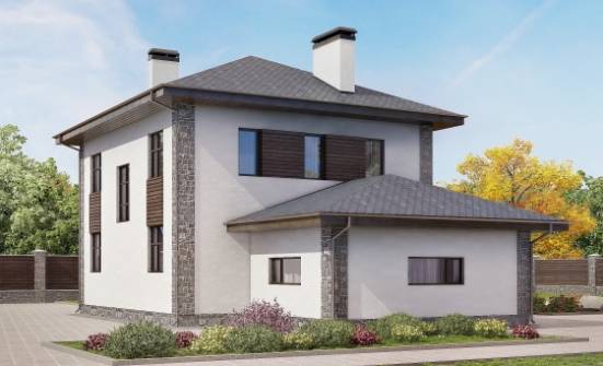 185-004-Л Проект двухэтажного дома и гаражом, просторный загородный дом из бризолита Пестово | Проекты домов от House Expert