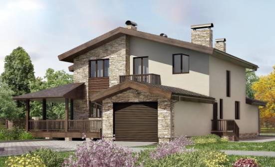 220-001-Л Проект двухэтажного дома мансардный этаж, гараж, просторный дом из арболита Боровичи | Проекты домов от House Expert