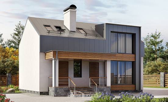 120-004-П Проект двухэтажного дома с мансардным этажом, доступный коттедж из блока Валдай | Проекты домов от House Expert