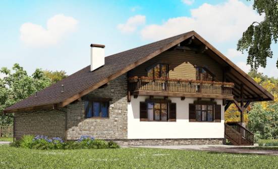 220-005-П Проект двухэтажного дома мансардой и гаражом, уютный домик из кирпича Боровичи | Проекты домов от House Expert