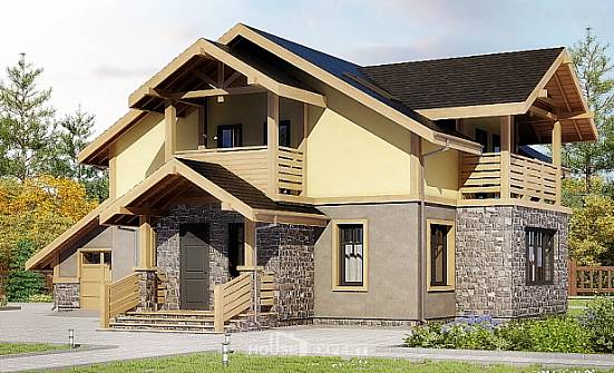 180-011-П Проект двухэтажного дома мансардой и гаражом, классический коттедж из бризолита Боровичи | Проекты домов от House Expert