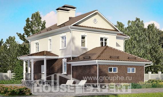 190-002-Л Проект двухэтажного дома и гаражом, современный коттедж из газобетона, Окуловка
